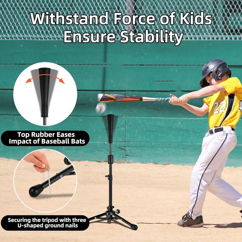 Wiseek 23.5 to 39.76 Inches Baseball Tee for Kids, Batting Tees for Baseball with Carry Bag, Portable Stable Tanner Tee, Baseball Training Equipment Aged 5-12, Softball Tee for Batting and Hitting - Image 4